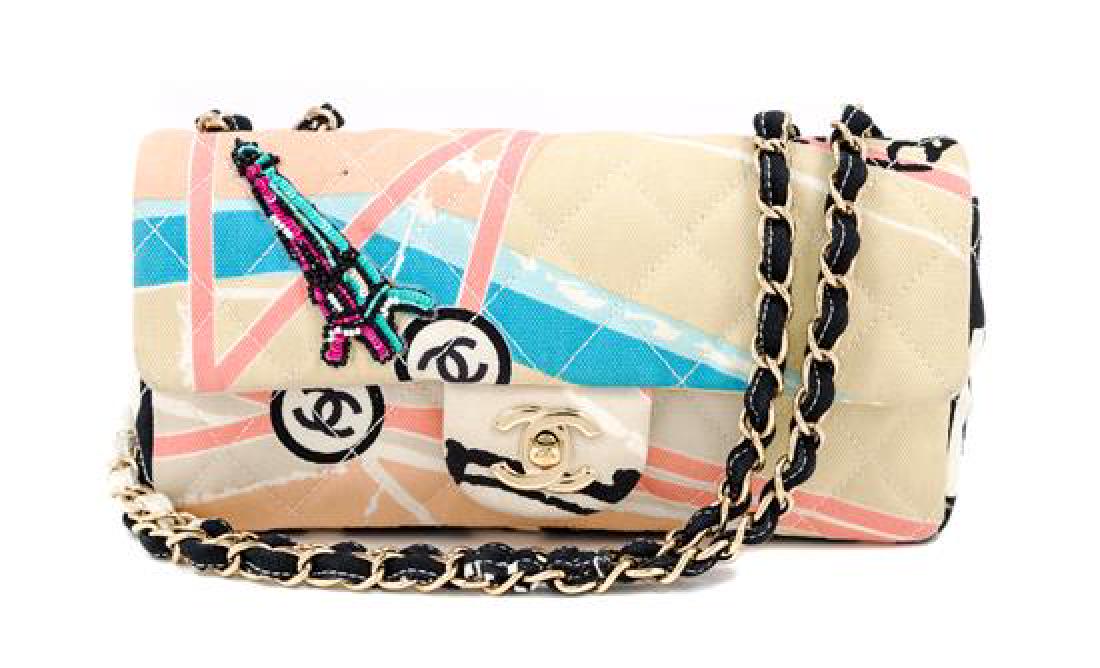 A Chanel Eiffel Tower Print Quilted Flap Bag, (1 of 3)