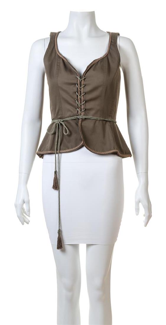 A Saint Laurent Army Green Cotton Vest, (1 of 3)