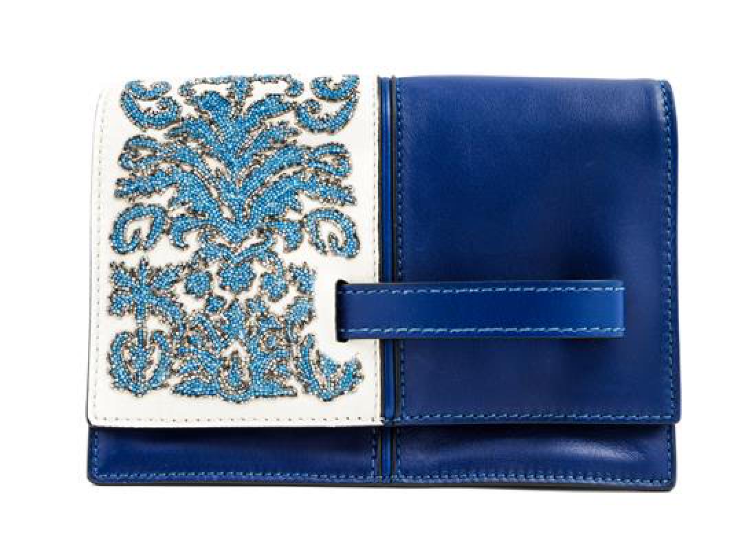 A Valentino Garavani Blue Leather Clutch, (1 of 3)