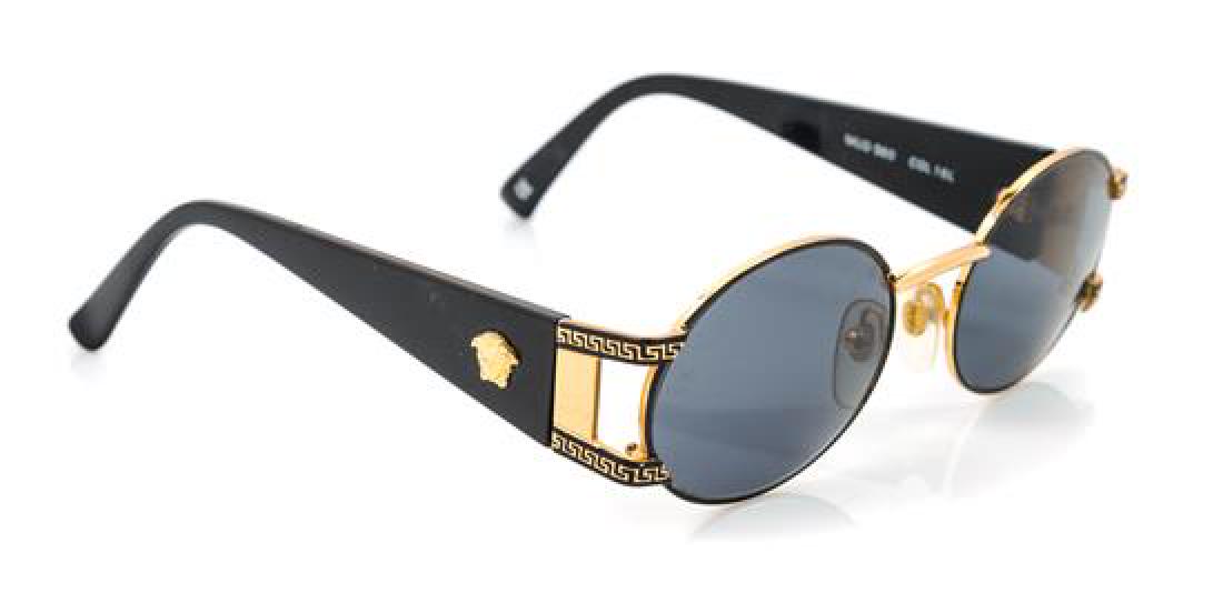 A Pair of Versace Goldtone Round Framed Sunglasses, (1 of 1)