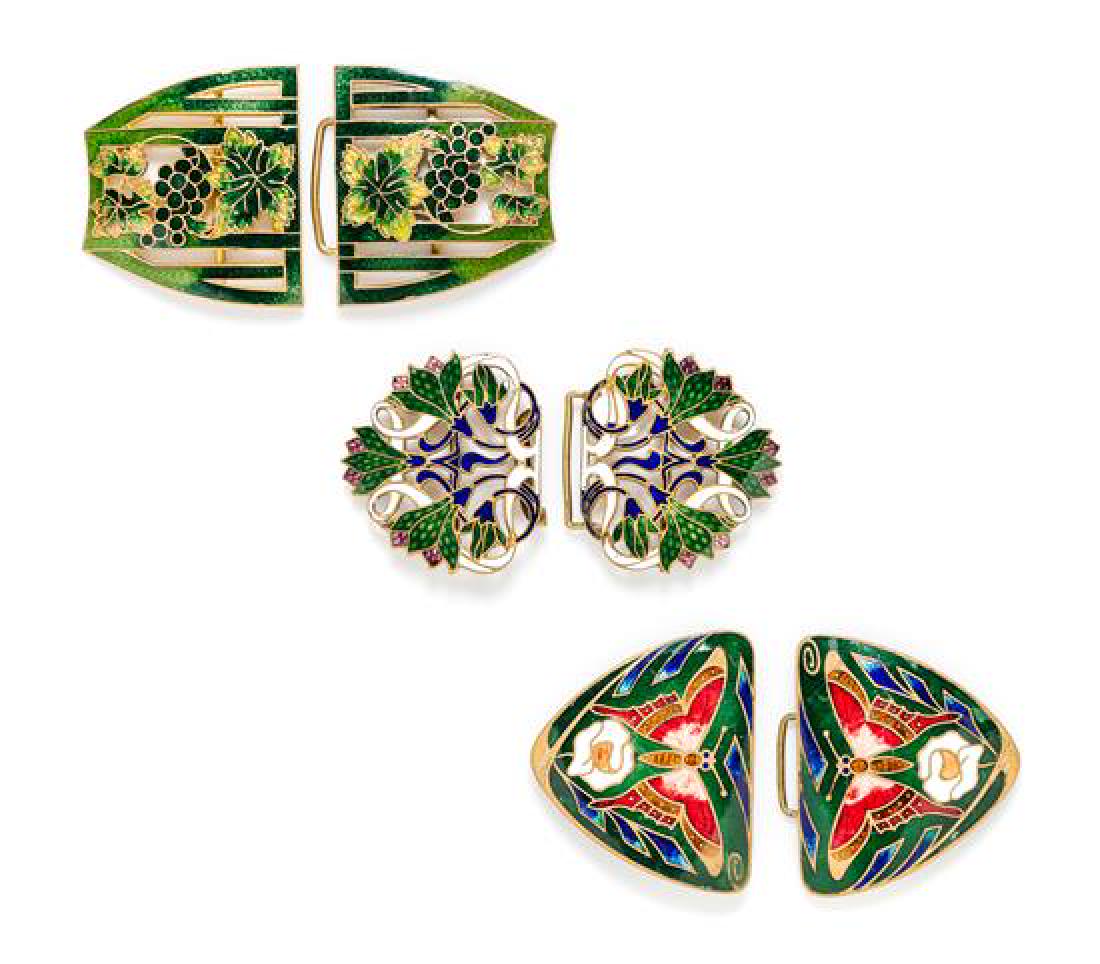A Group of Three Enamel Belt Buckles, (1 of 1)