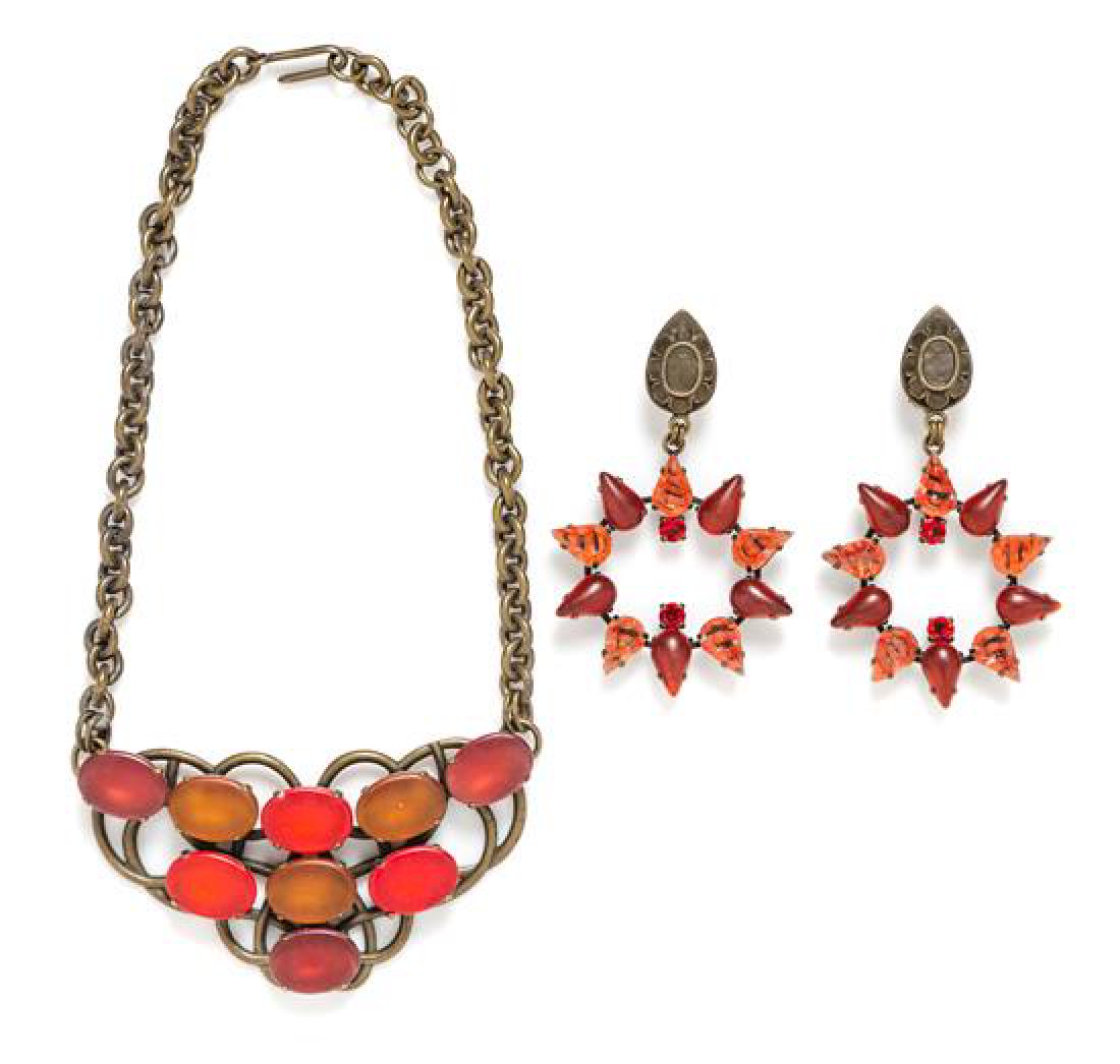 A Jean-Louis Blin Scarlet Necklace and Earclip Set, (1 of 1)