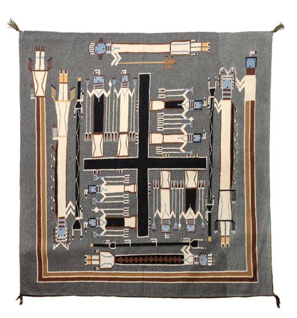 Navajo Sand Painting Weaving 52 1/2 x 56 inches (1 of 1)