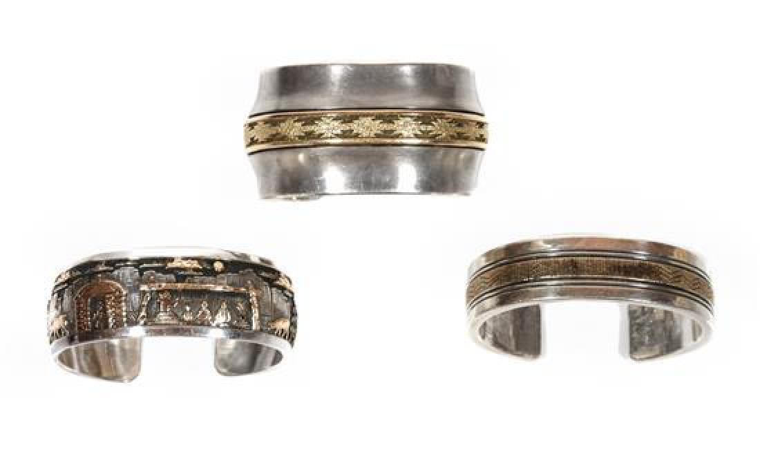 Three Southwestern Silver and 14 Karat Gold Cuff (1 of 1)