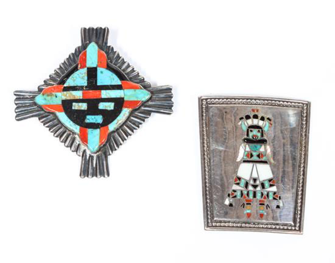 Two Zuni Brooches Height of first 2 5/8 x width 2 1/8 (1 of 1)