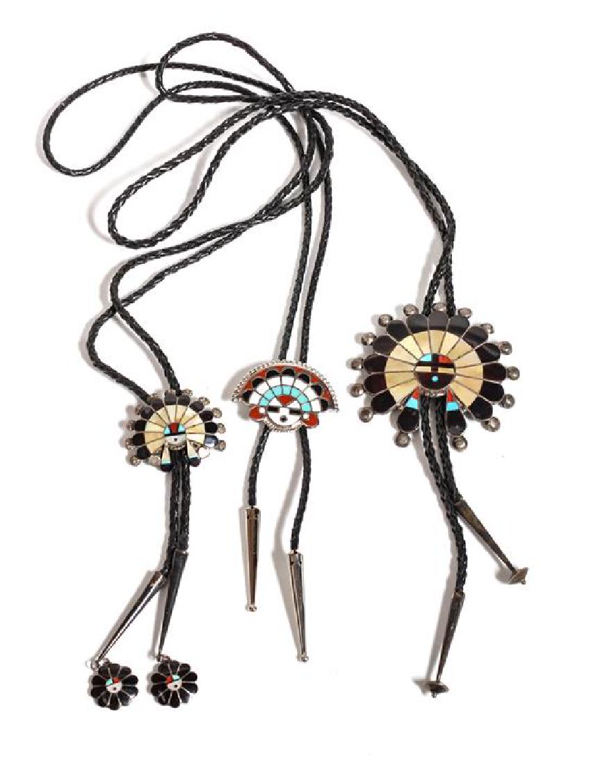 Two Zuni Sun Face Bolos Height of largest 3 1/8 inches (1 of 1)