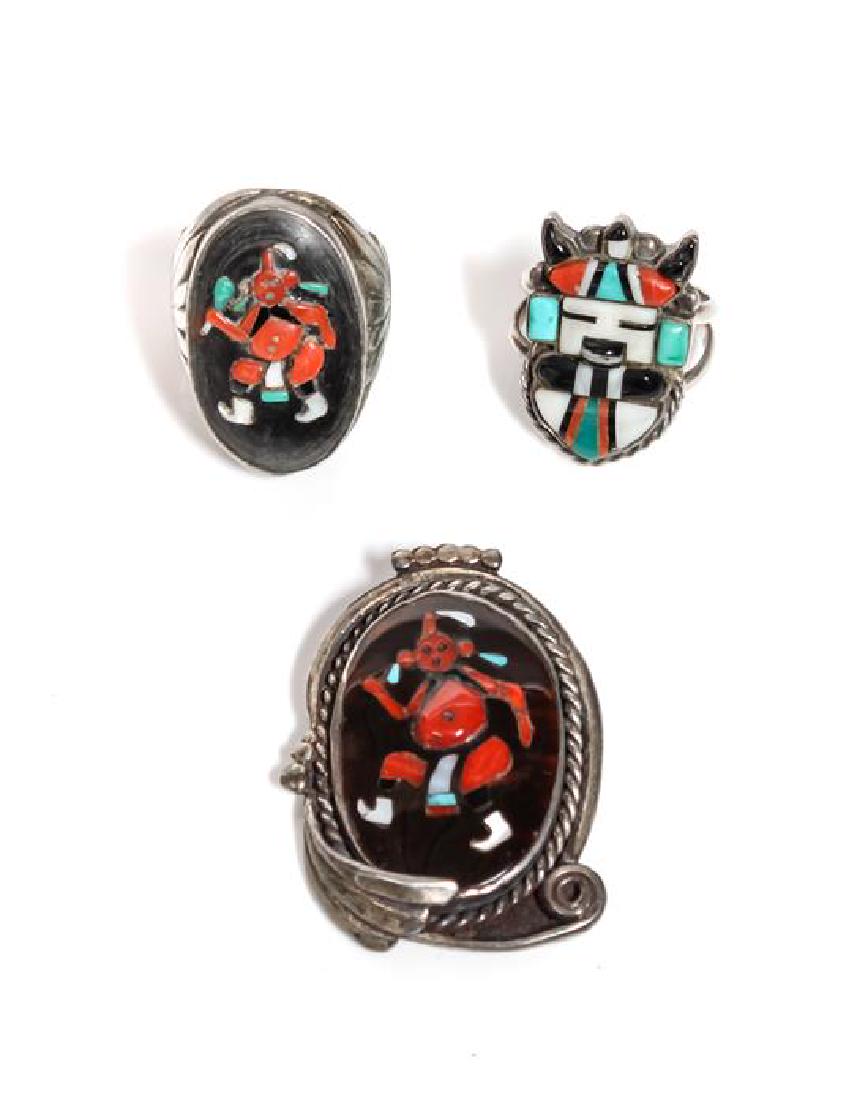 Two Zuni Rings Height 1 7/8 x width 1 1/2 inch (1 of 1)