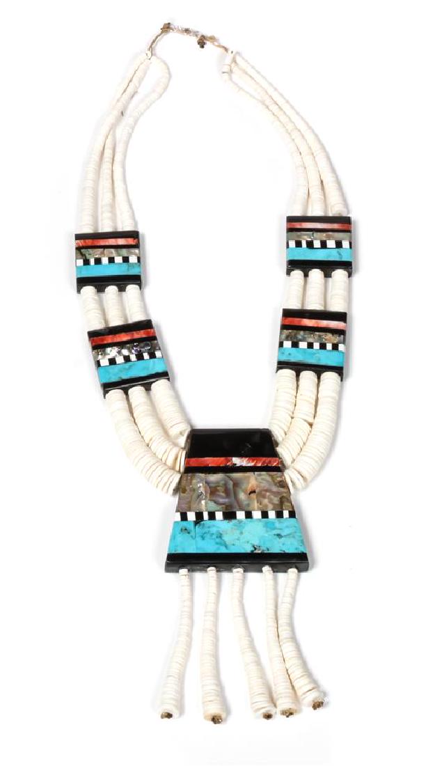 Santo Domingo Necklace Shell and Mosiac Inlay Length 22 (1 of 1)