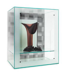 Sydney Cash, (American, b.1941), Untitled (Slump Form: Sydney Cash (American, b.1941) Untitled (Slump Form in Glass Case), 1993 glass, silicone and steel etched Cash 93 to front Height 19 x width 11 x depth 7 1/2 inches Estimate $2,000-4,000 Provenance: <