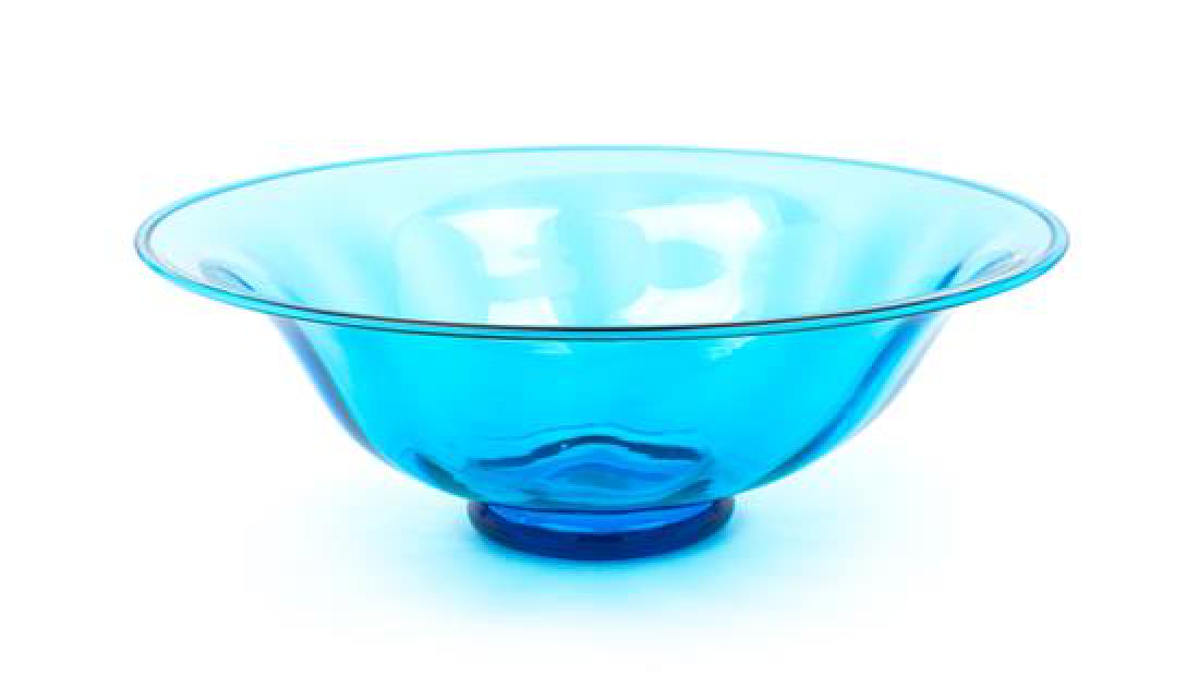 Steuben, 20TH CENTURY, a celeste blue glass center bowl (1 of 1)