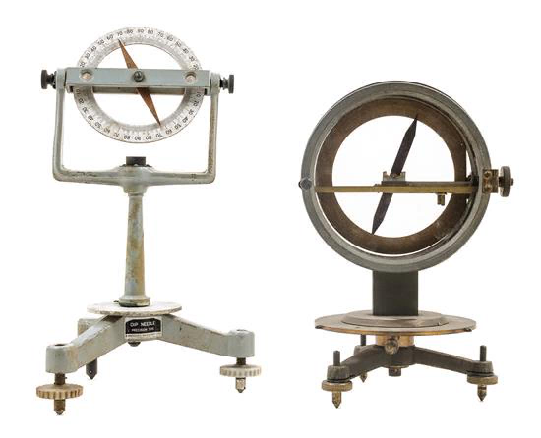 * Two Tripod Compasses Height of first 10 3/8 inches. (1 of 1)
