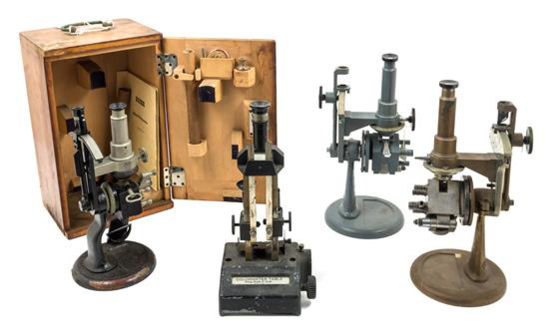 * A Group of Four Refractometers Height of cased: * A Group of Four Refractometers carl zeiss and others, 20th century comprising a cased example and three others. Height of cased example 11 1/2 inches. Estimate $ 40-60 Property from the Collection o
