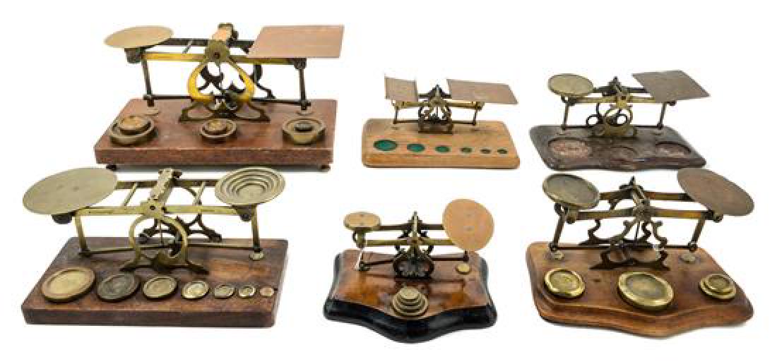 * A Group of Six Brass Postage Scales Width of largest (1 of 1)