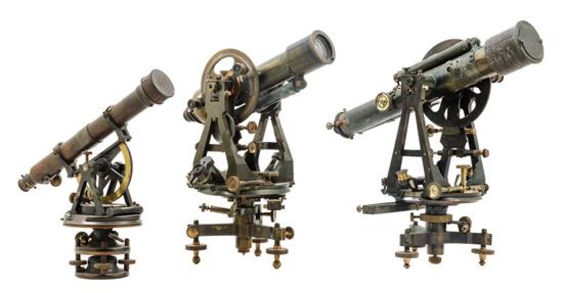 * Three English Brass Theodolites Length of longest (1 of 2)