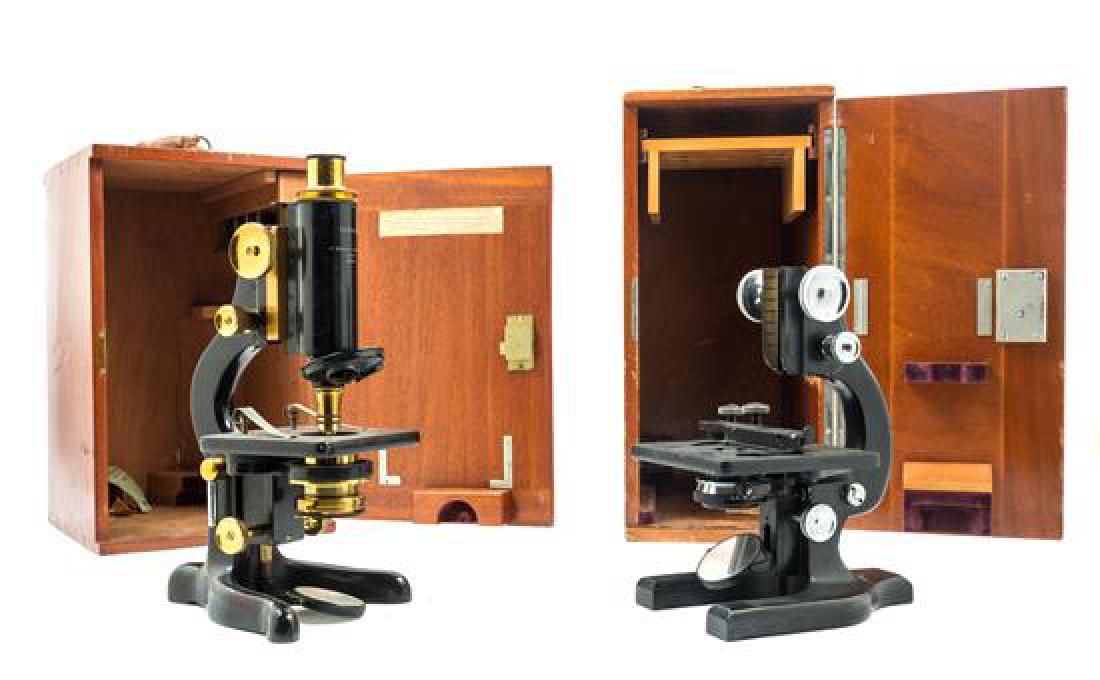 * Two English Black Lacquered Microscopes Height of (1 of 1)
