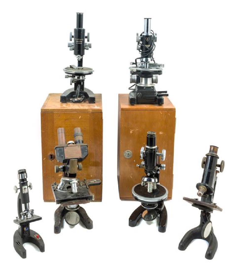 * A Group of Five Black Lacquered Microscopes Height of (1 of 1)