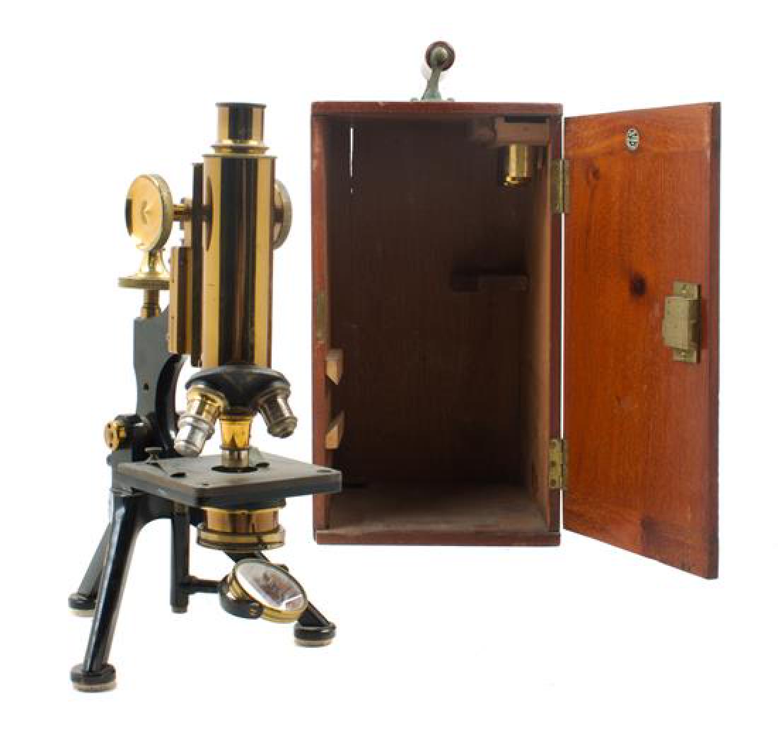 * An English Brass and Black Lacquered Microscope (1 of 2)