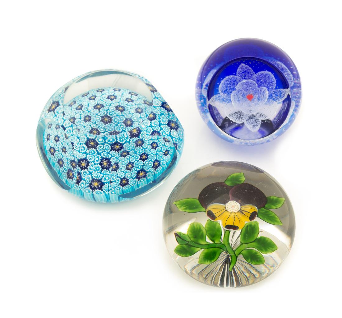 * A Group of Three Glass Paperweights, one marked for (1 of 1)