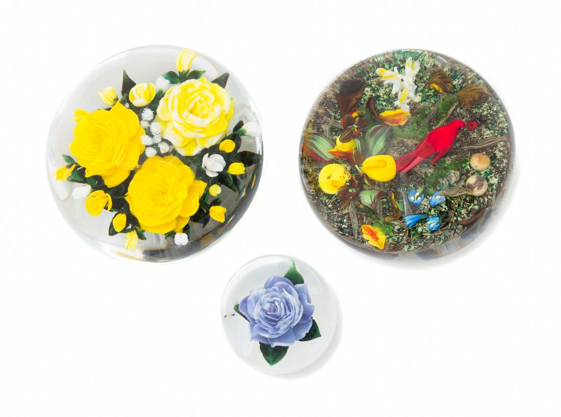 * Rick Ayotte, (American), three glass paperweights, (1 of 1)