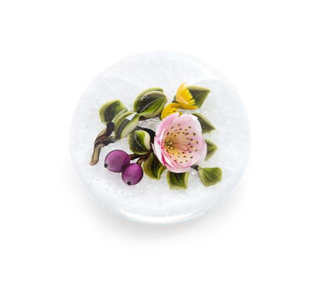 * Jon Trabucco, (American), a mini bouquet paperweight: * Jon Trabucco (American) a mini bouquet paperweight signed and dated Diameter 2 3/4 inches Estimate $ 500-700 Property from the Estate of Gerard L. Cafesjian, Naples, Florida
