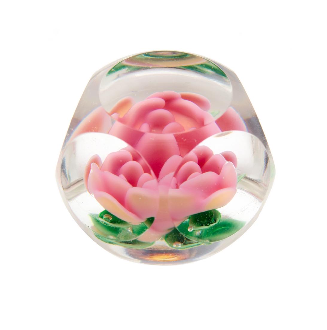 Ronald Hansen, (American), a faceted rose miniature: Ronald Hansen (American) a faceted rose miniature paperweight signed with H to underneath Diameter 1 3/4 inches Estimate $ 40-60