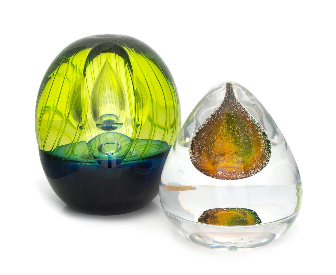 * Kosta Boda, Sweden, two glass paperweights, each with (1 of 1)