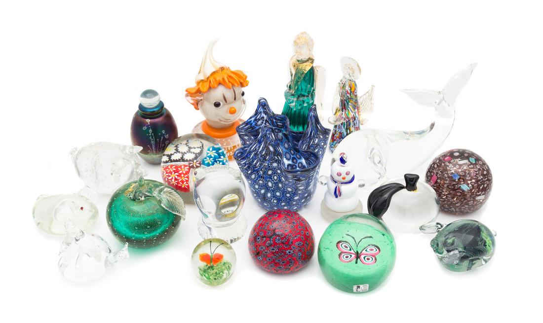 * A Collection of 19 Glass Paperweights Height of (1 of 1)