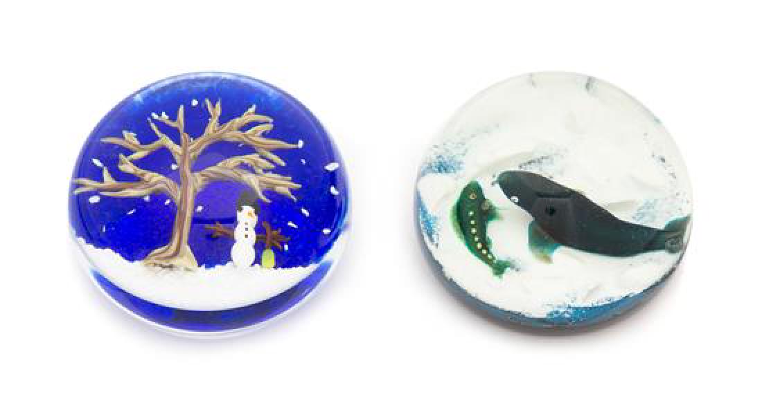 * Two Glass Paperweights Diameter of first 3 inches (1 of 1)