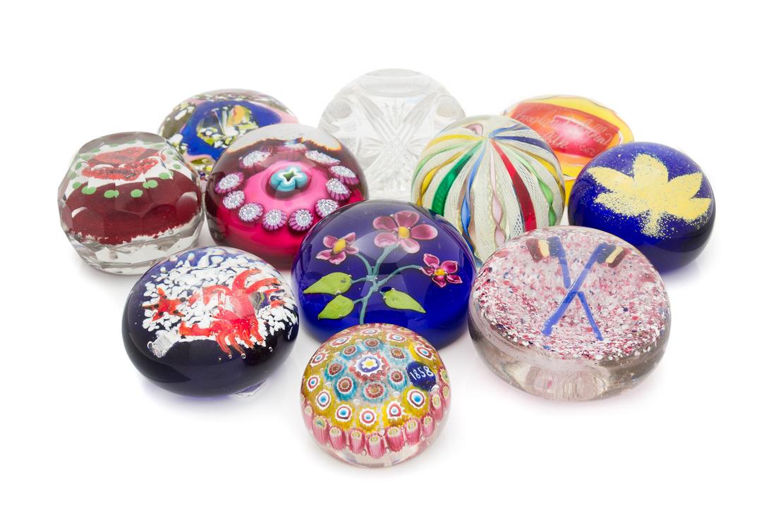 * Twelve Various Paperweights Diameter of largest 3 3/4 (1 of 1)