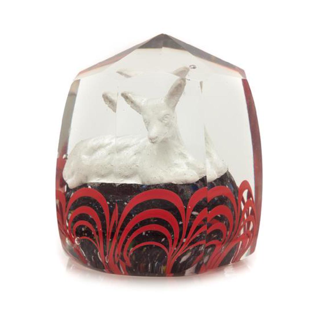 * An Antique Bohemian Glass Deer Paperweight Height 3 (1 of 1)