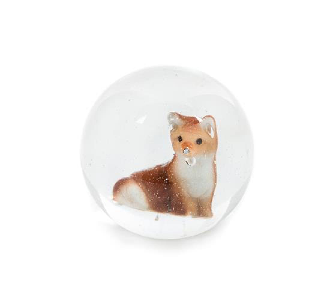* A Large Glass Marble Brown Fox Sulphide Paperweight (1 of 1)