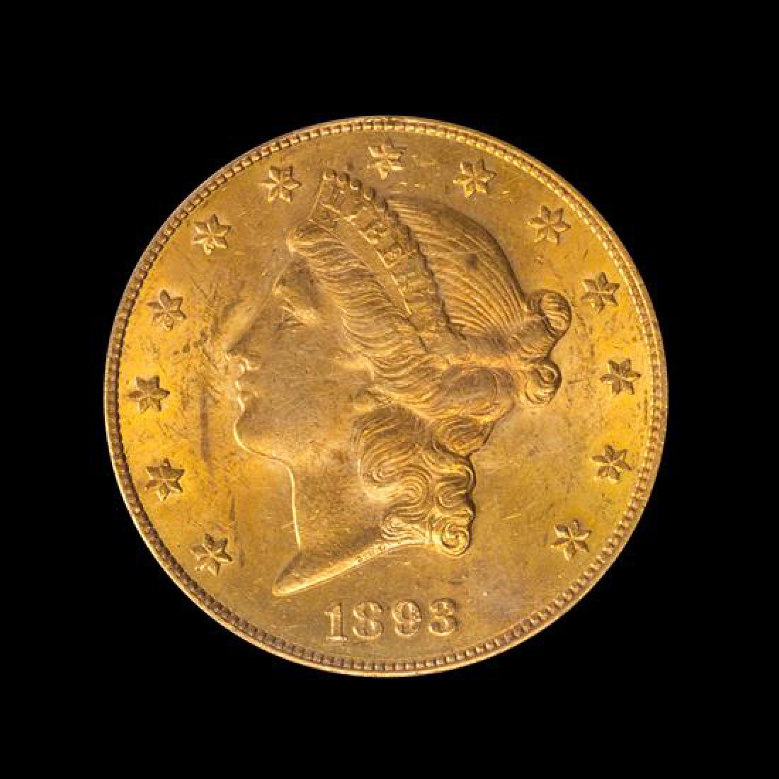 A United States 1893-CC Liberty Head $20 Gold Coin (1 of 3)