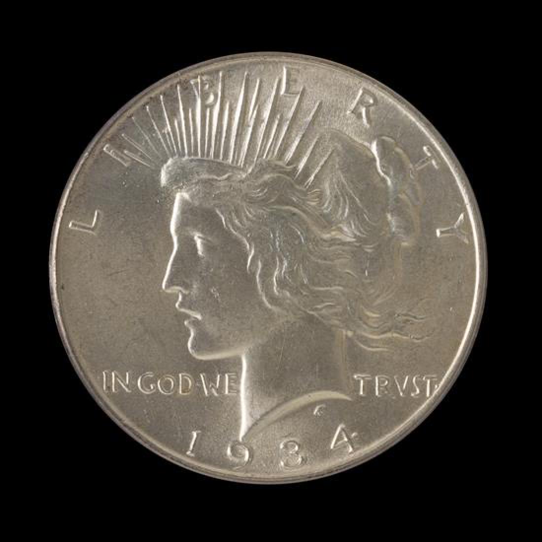 A United States 1934 Peace Silver Dollar Coin (1 of 3)