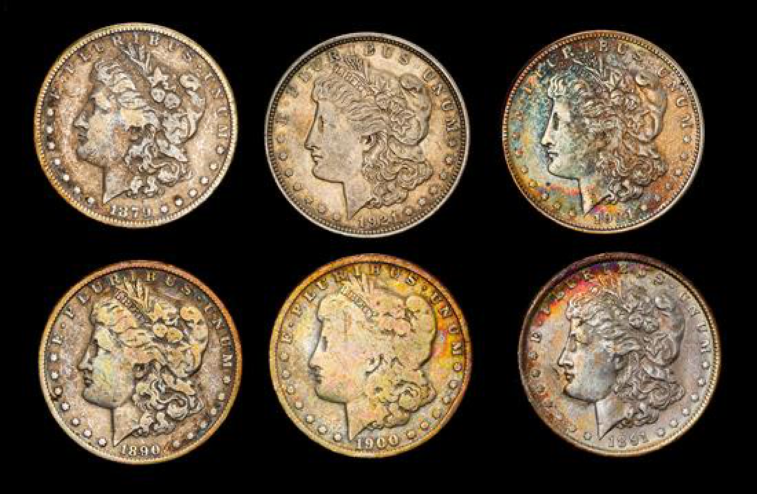 A Group of Six United States Morgan Silver Dollar Coins (1 of 2)