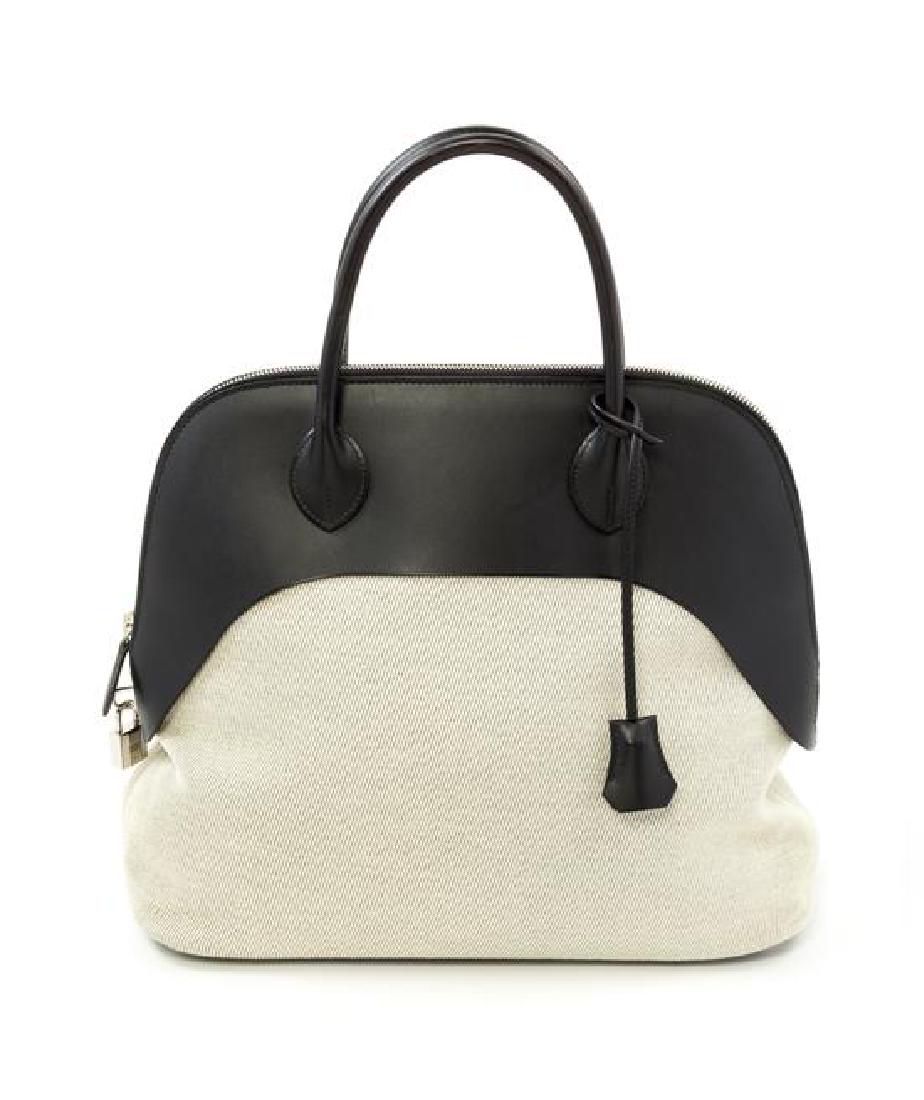 An Hermès Bolide "Paddock" 35cm Canvas Bag, 14" x 12.5" (1 of 3)