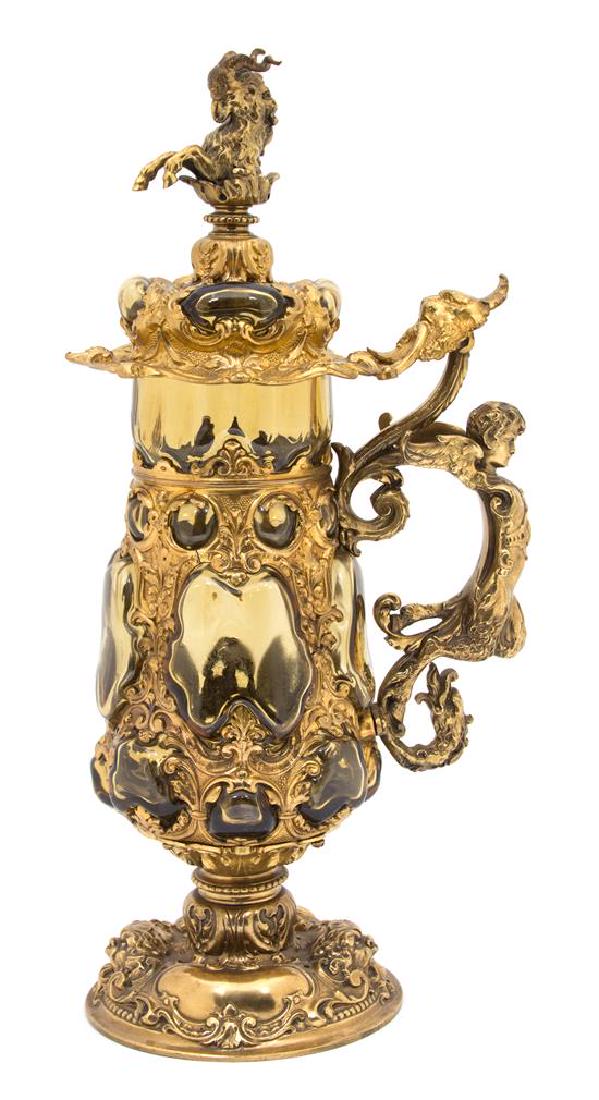 A Continental Gilt Bronze Mounted Molded Glass Ewer (1 of 1)