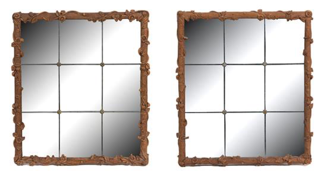 A Pair of Contemporary Carved Wood Framed Mirrors (1 of 1)