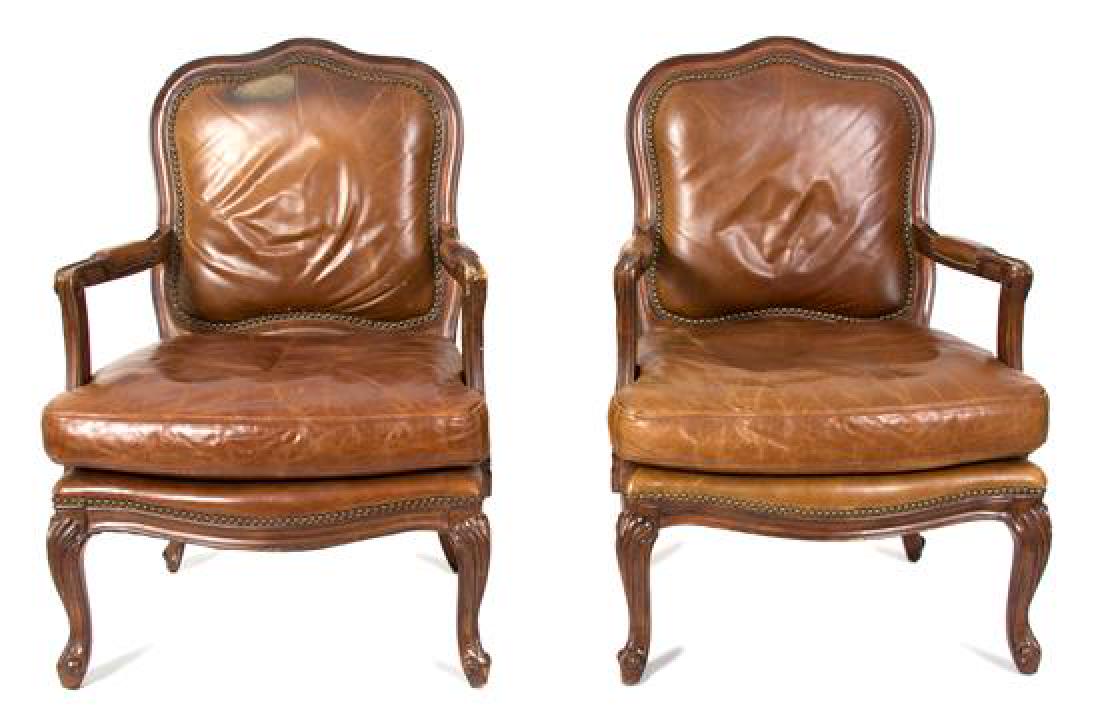 A Pair of George III Style Mahogany Open Armchair (1 of 1)
