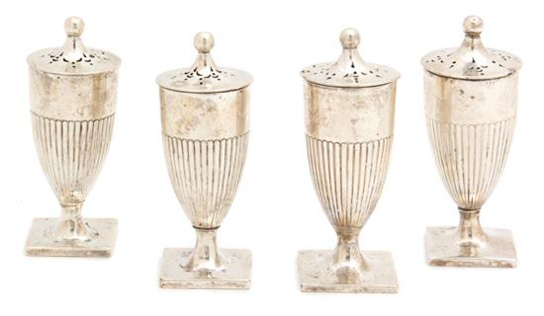 Four English Silver Urn-Form Standing Salts, London, (1 of 1)