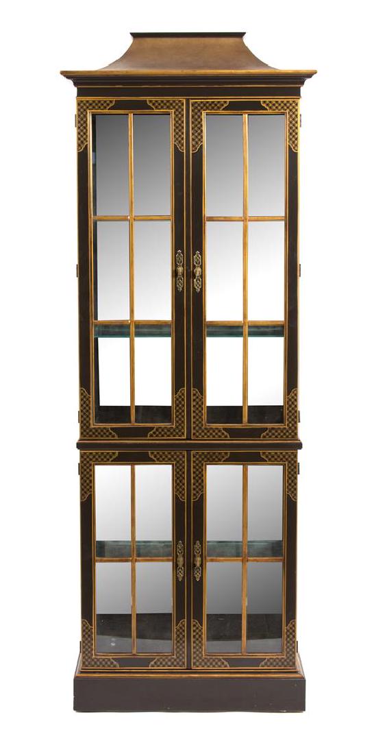 An Asian Black and Polychromed Lacquer Display Cabinet (1 of 1)
