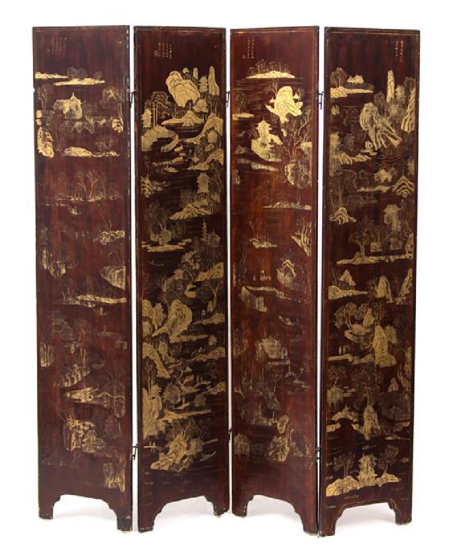 A Chinese Coromandel Lacquer Four-Panel Screen Each (1 of 1)