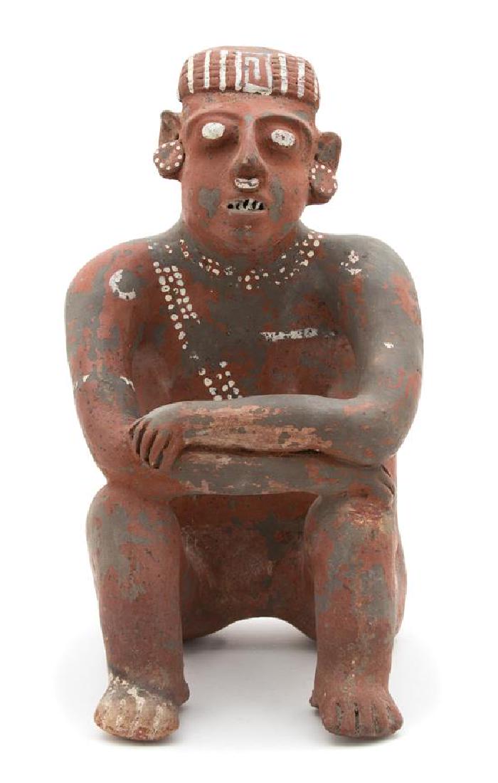 A Nayarit Style Slip Painted Ceramic Figure of Seated (1 of 1)