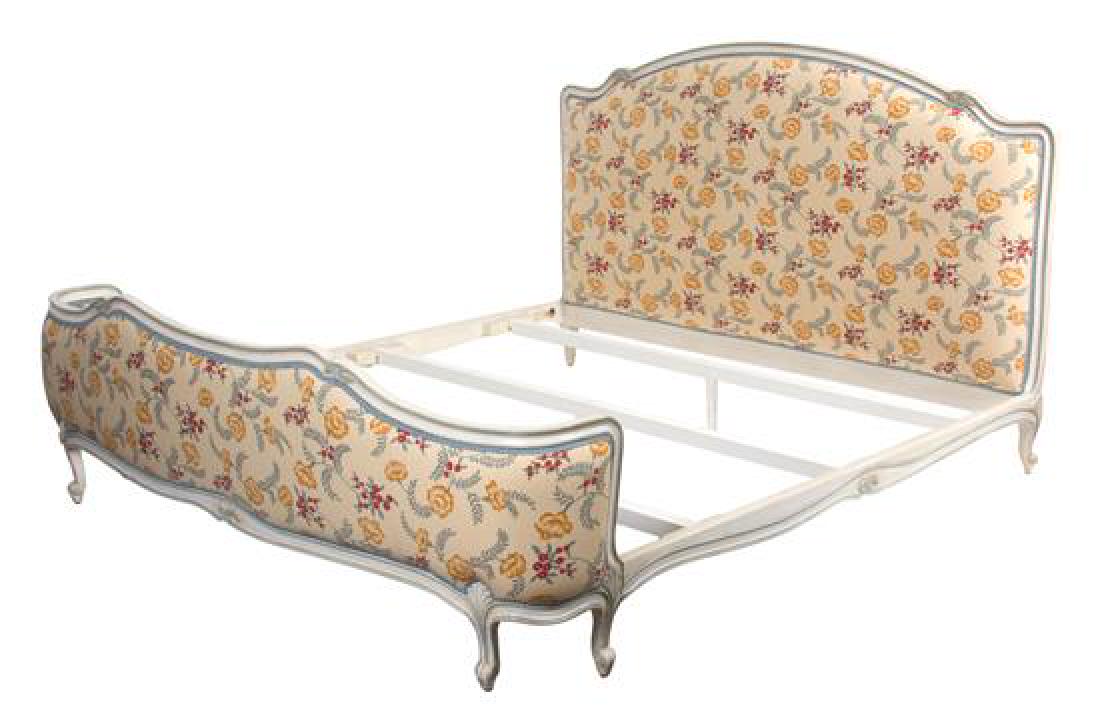 A Louis XV Style Painted and Upholstered King Size Bed (1 of 1)