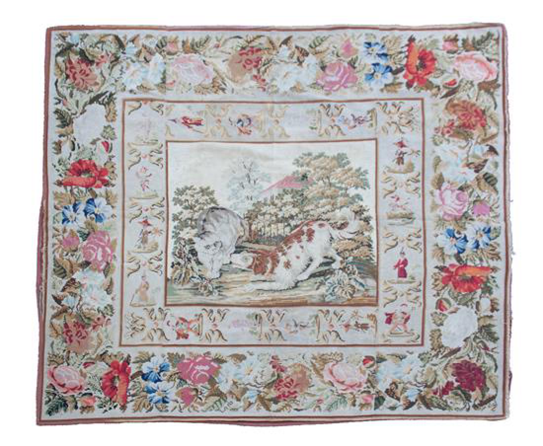 A Needlework Tapestry Rug Height 78 x width 87 1/2 (1 of 1)