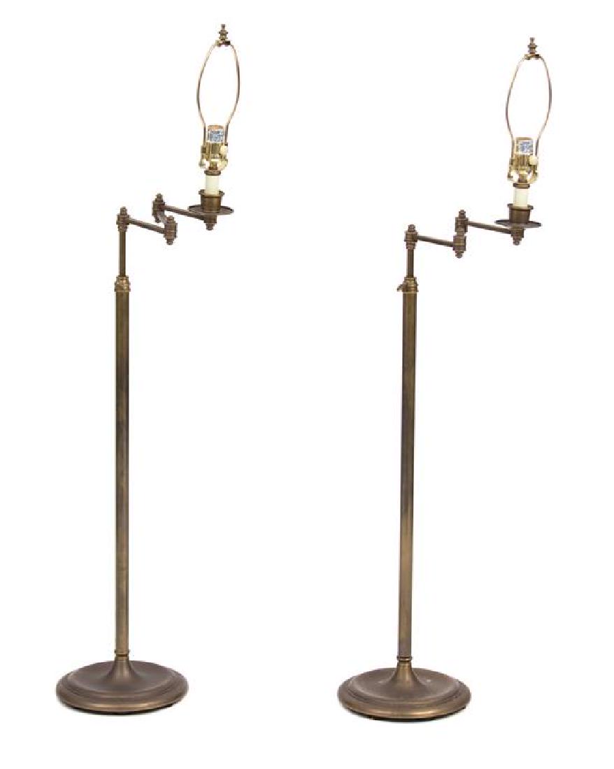 A Pair of Adjustable Brass Floor Lamps Height 57 (1 of 1)