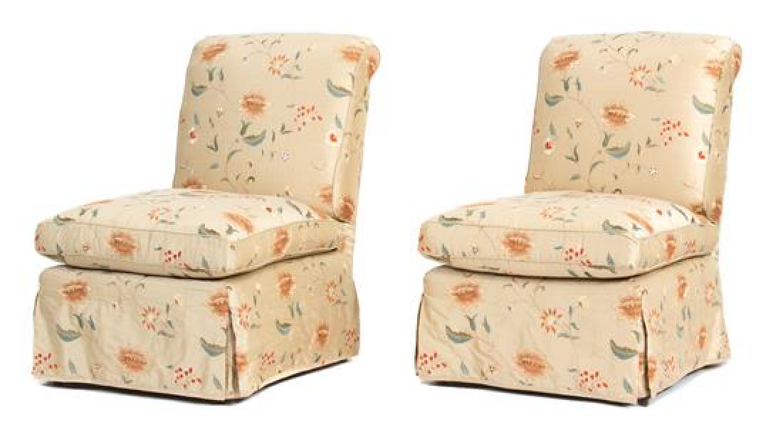 A Pair of Upholstered Accent Chairs Height 34 1/2 (1 of 1)