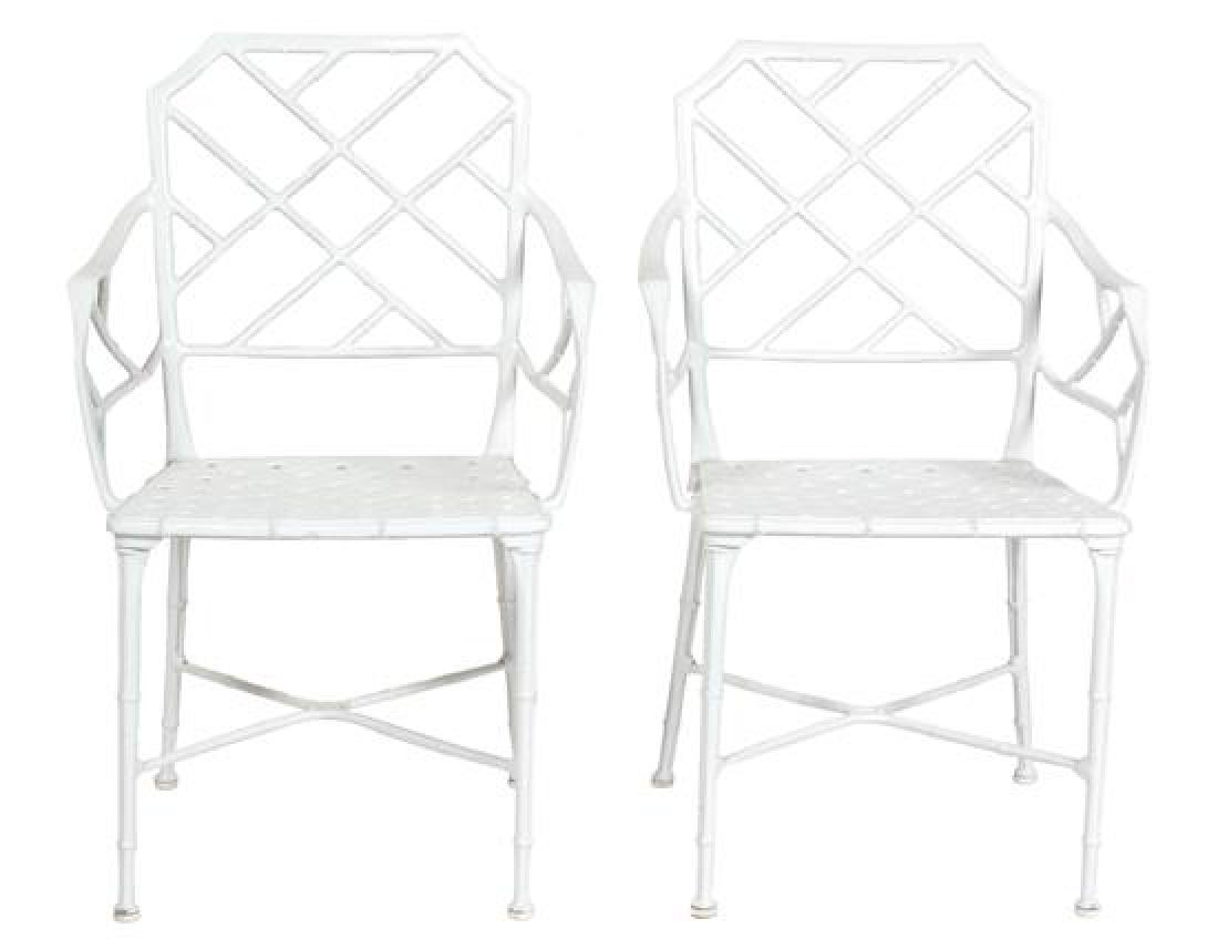 Six Chinese Chippendale Style Painted Metal Armchairs (1 of 1)