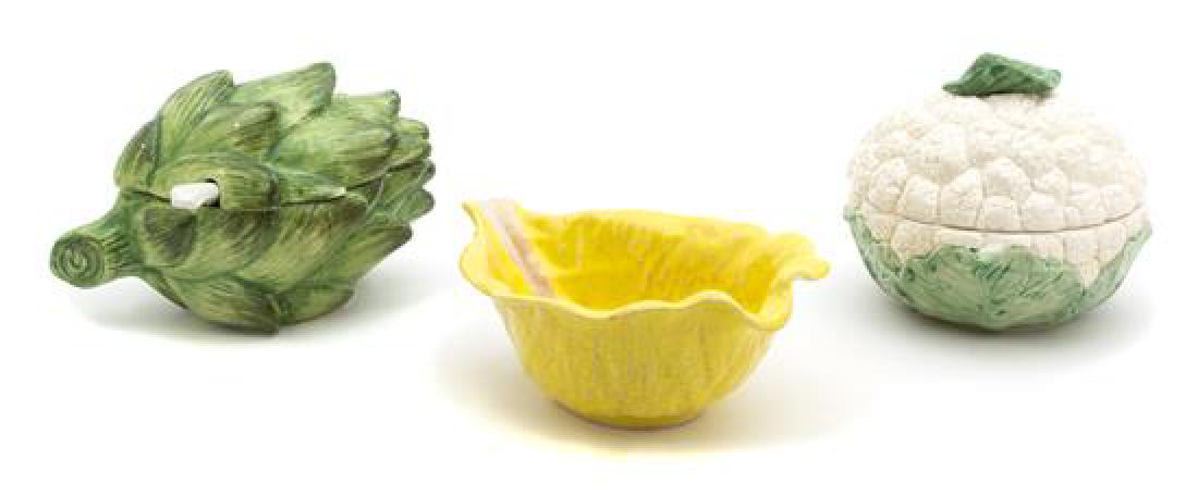 Three Glazed Ceramic Vegetable-Form Bowls Length of (1 of 1)