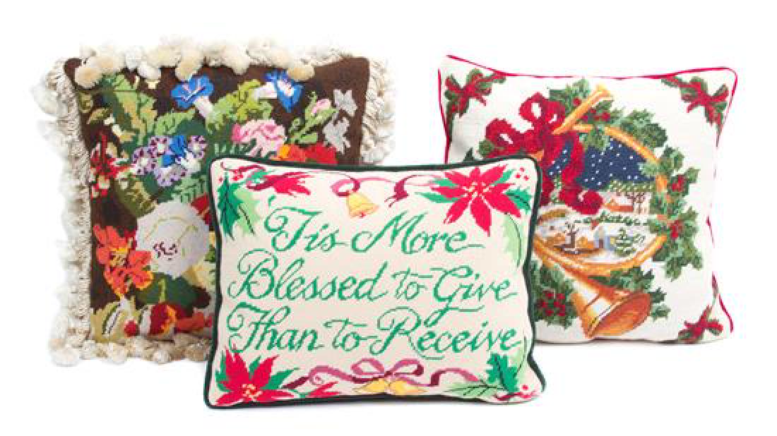 Three Needlepoint Pillows Largest 14 inches square. (1 of 1)
