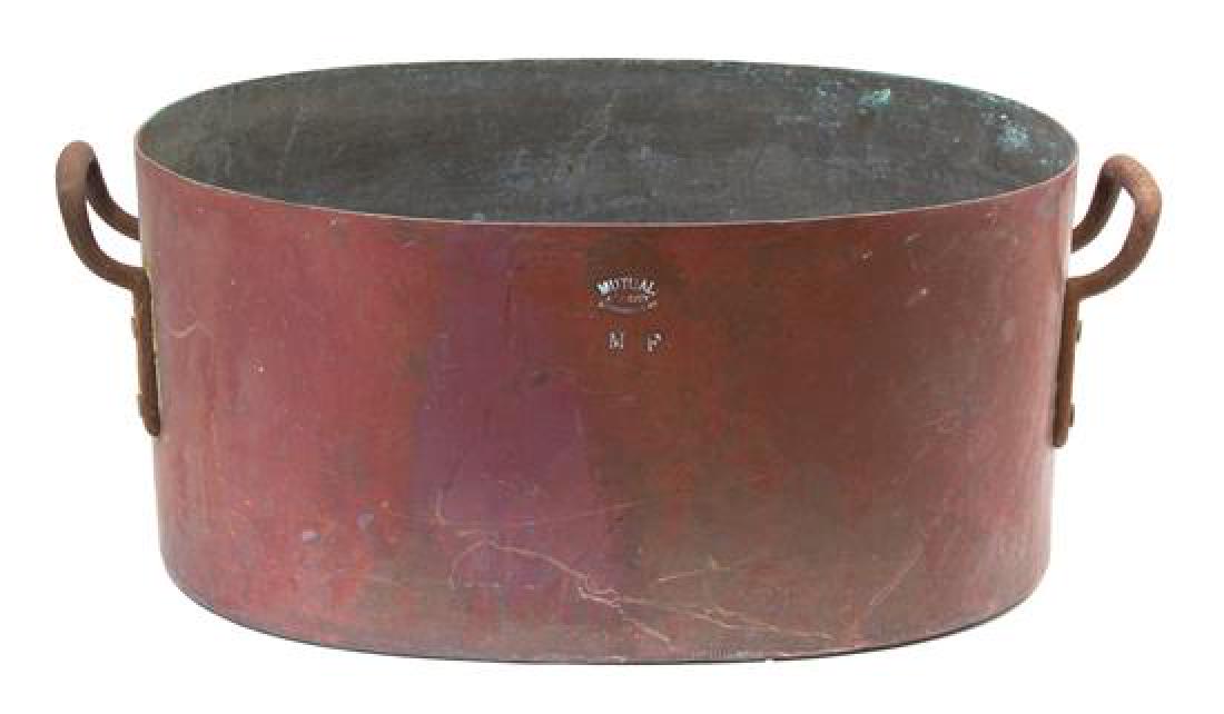 A Vintage Copper Two-Handle Oval Pan Height 9 3/4 x (1 of 1)